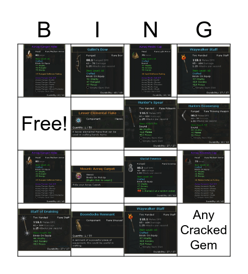 Boondocks Bingo Card