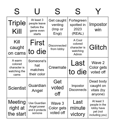 AMONG US BINGO (2023 EDITION) Bingo Card