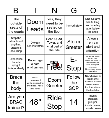 Big Time Safety Bingo Card