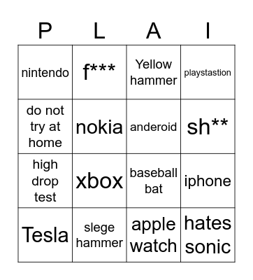 plain rock 124 Bingo Card