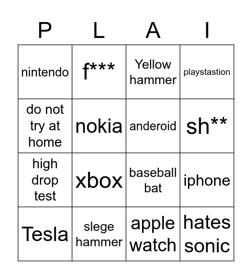 plain rock 124 Bingo Card