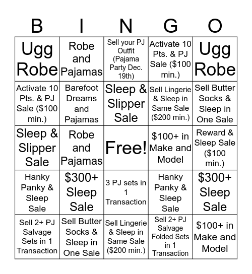 Fabletics Short Pump Bingo Card