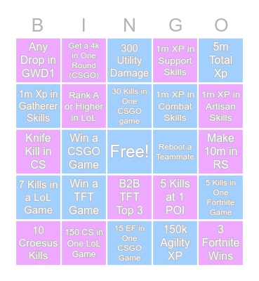 Saturday Night Bingo Card