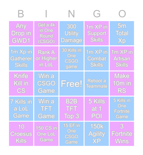 Saturday Night Bingo Card