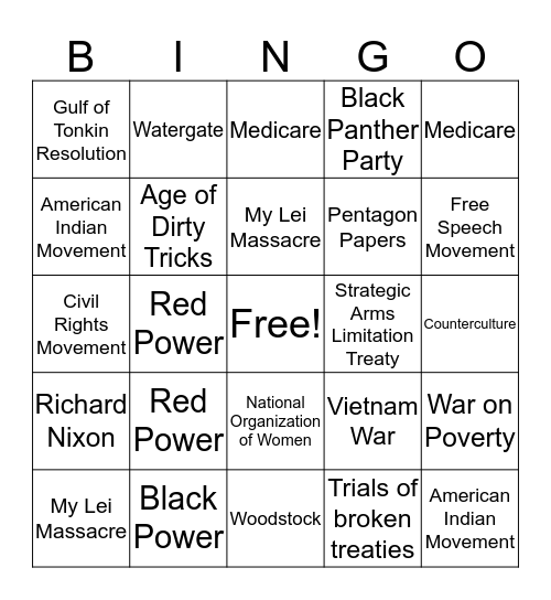 CHAPTER 29 Bingo Card