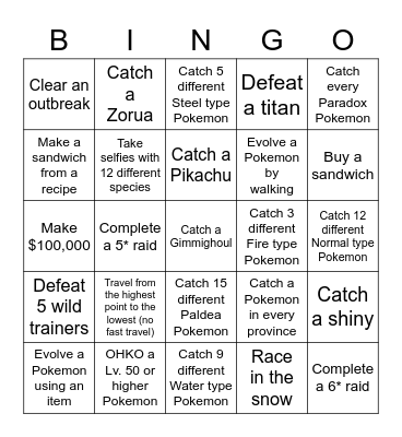 Scarlet/Violet Bingo Card