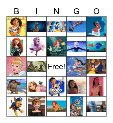 Disney Music Bingo Card