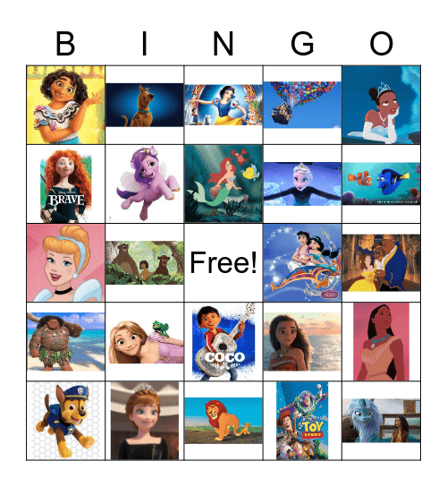 Disney Music Bingo Card