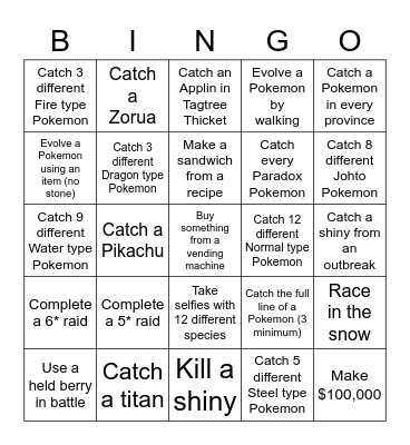 Scarlet/Violet Bingo Card