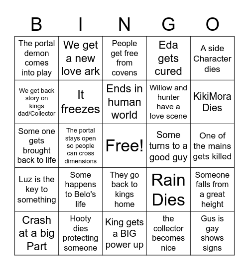 Owl house ending Bingo Card