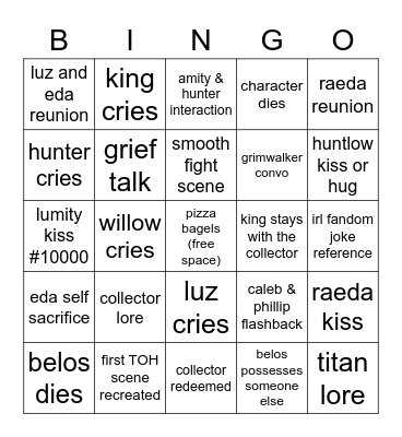 ftf bingo Card