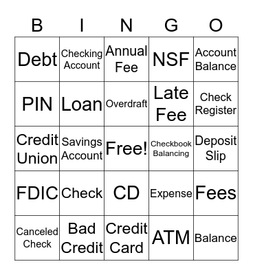 Banking Bingo Card