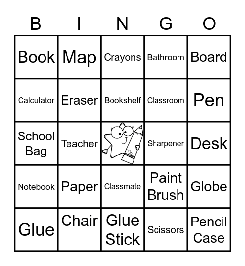 School Vocabulary Bingo Card