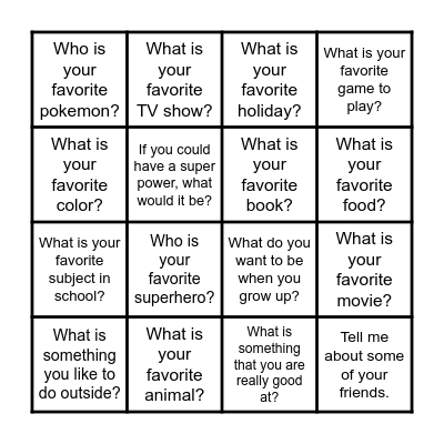 Get to Know You Bingo Card