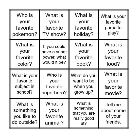 Get to Know You Bingo Card