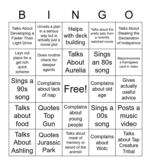 Commander Replay Bingo Card