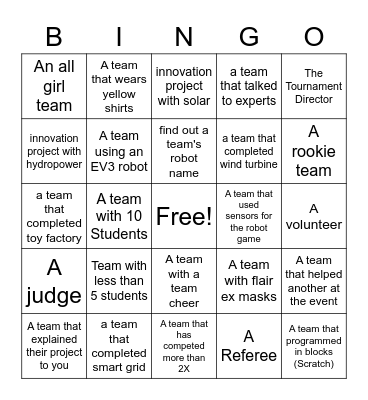 FIRST LEGO League Bingo Card