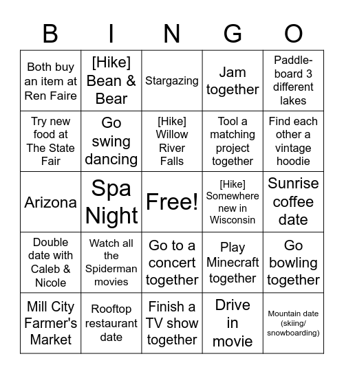 Our 2023 (2nd place buys dinner) Bingo Card