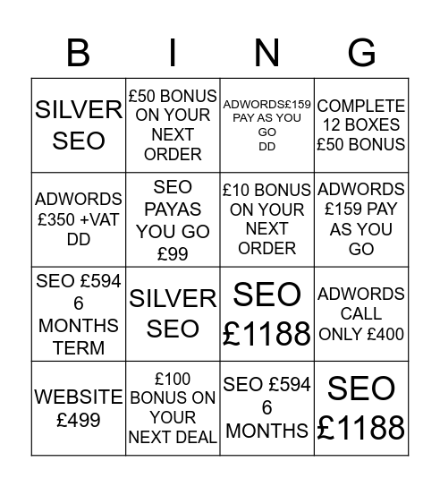 BINGO JACK MORTER Bingo Card