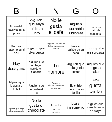 ¡Conoce a tus amigos! Bingo Card