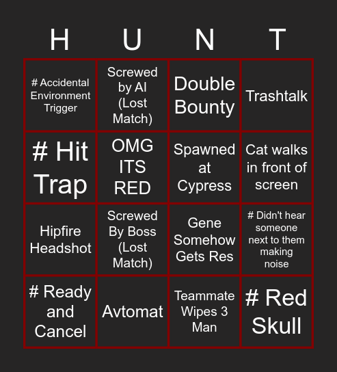 Hunt Bingo Card
