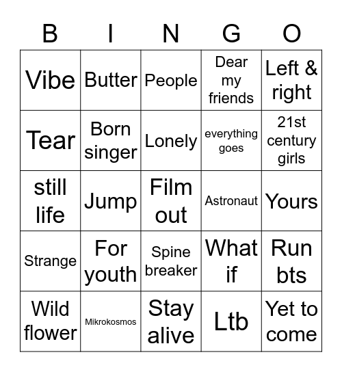 @ImADboy171 Bingo Card