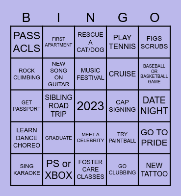 2023 Goals Bingo Card