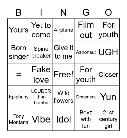 btsgoldenboys Bingo Card