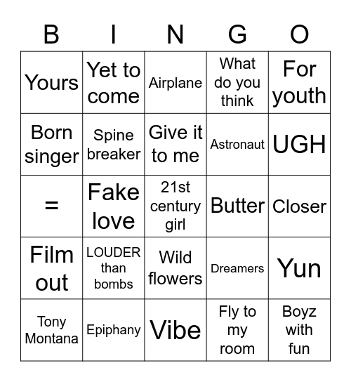 btsgoldenboys Bingo Card