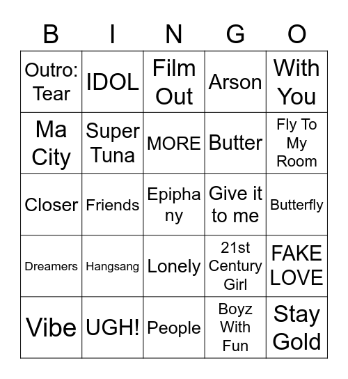 @lovelymintje Bingo Card