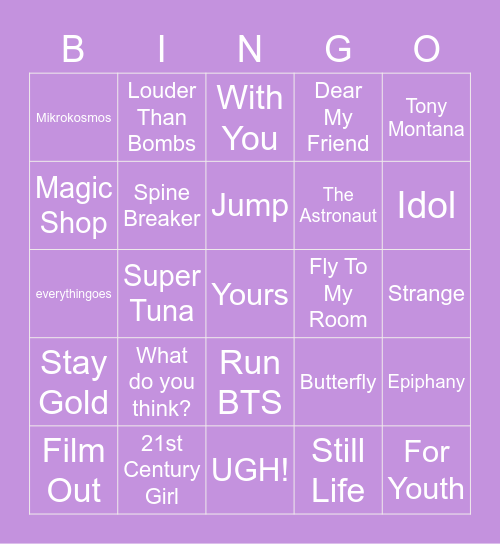 @mono_track3 Bingo Card