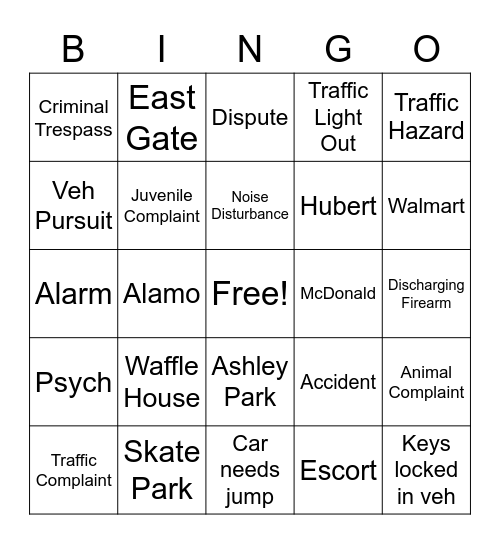 Newan Dispatch Bingo Card