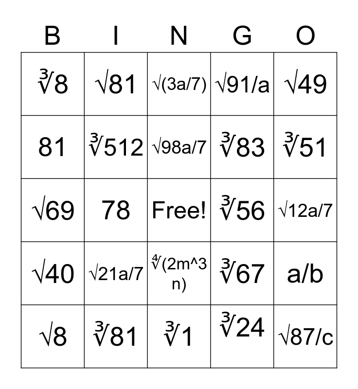 Radical BINGO Card