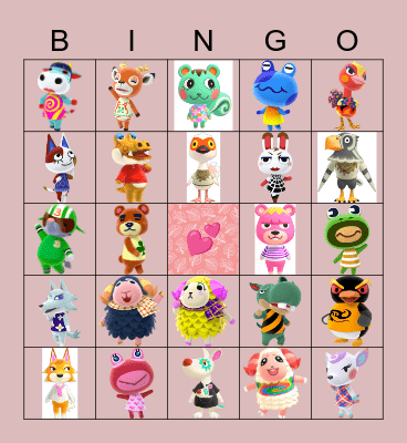 animal crossing villager hunt Bingo Card