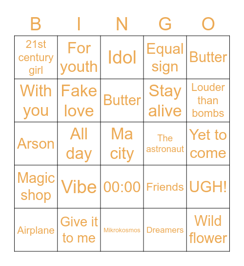 BORATANNIE Bingo Card