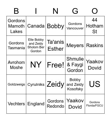 Gordon Hakhel Bingo Edition Bingo Card