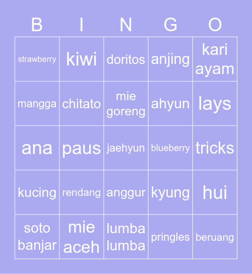 hyun’s Bingo Card