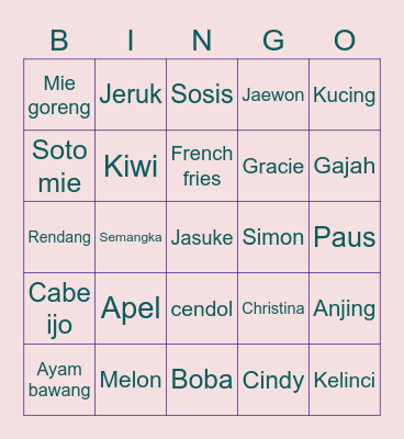 Anastasia’s Board Bingo Card
