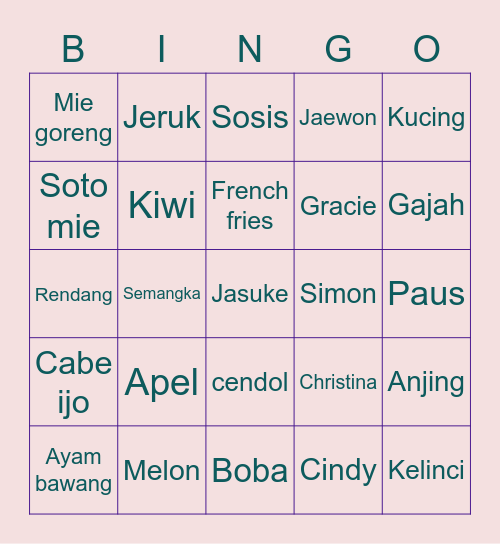 Anastasia’s Board Bingo Card