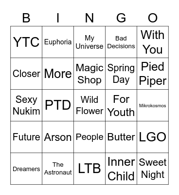 @VMin95bts7 Bingo Card