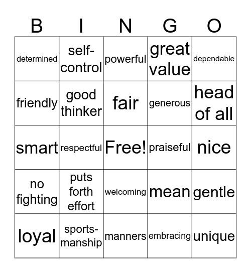 Mrs. Gabet leadership Bingo Card