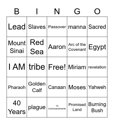 Moses Bingo Card