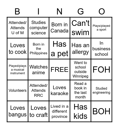 Tito Boy's Bingo! Bingo Card