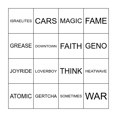 ONE WORD Bingo Card