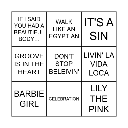 ALL OR NOTHING Bingo Card