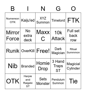 Master Duel Bingo Card