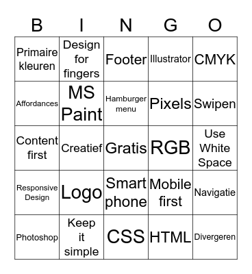 Media Design Bingo Card