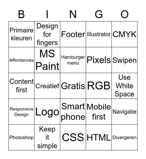 Media Design Bingo Card