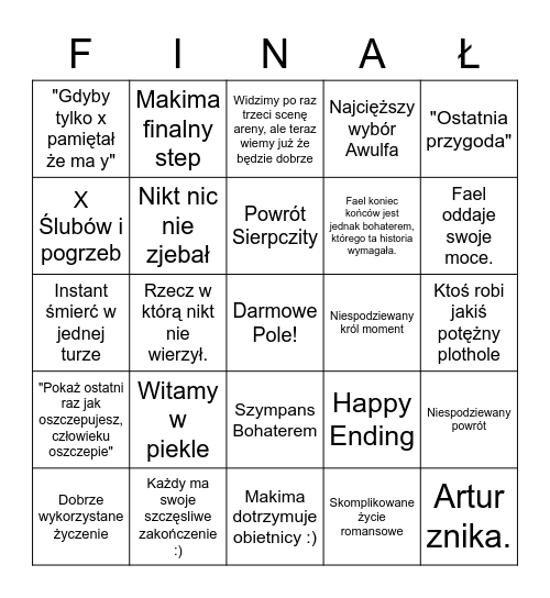 Finał Finałów Bingo Card