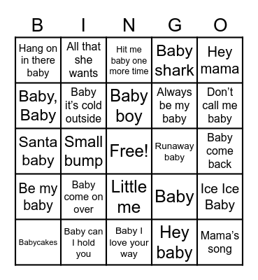 Beth's Baby Shower Bingo Card